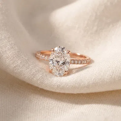 Pompeii3 2 1/2ct Oval Diamond Engagement Ring 14k Rose Gold Lab Grown In Animal Print