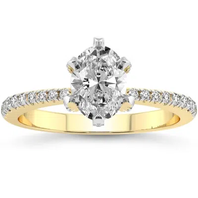 Pompeii3 2 1/2ct Oval Diamond Lab Grown Engagement Ring In White, Yellow Or Rose Gold In Silver