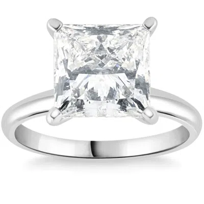 Pompeii3 2 1/2ct Princess Cut Solitaire Diamond Engagement Ring 14k White Gold Lab Grown In Silver