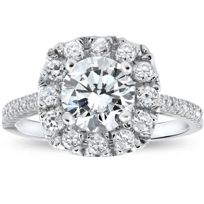 Pompeii3 2 1/2ct Round Cut Diamond Solitaire Engagement Ring Gold Enhanced Halo In Multi