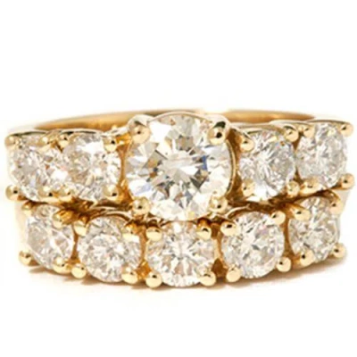Pompeii3 2 1/2ct Round Diamond Matching Wedding Set 14k Gold In Multi