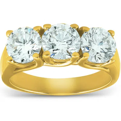 Pompeii3 2 1/2ct Three Stone Diamond Engagement Ring 14k Yellow Gold In Multi