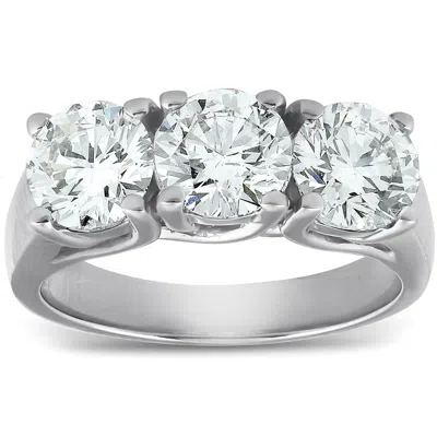 Pompeii3 2 1/2ct Three Stone Large Diamond Engagement Ring 14k White Gold In Multi