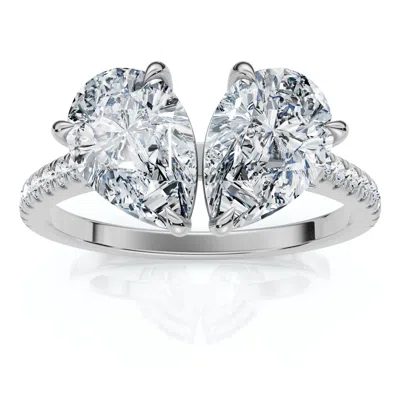 Pompeii3 2 1/3ct Toi Et Moi Double Pear Diamond Ring 14k Gold Or Platinum Lab Grown In Silver