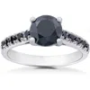 Pompeii3 2 1/4 Ct Black Diamond Solitaire Accent Engagement Ring 14k White Gold In Multi