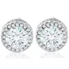 Pompeii3 2 1/4 Ct Round Diamond Halo Screw Back Vintage 14k White Gold Studs Enhanced In Multi