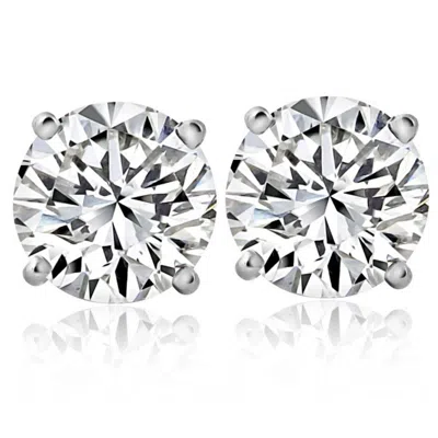 Pompeii3 2 1/4 Ct T. W. Certified Diamond Studs Lab Grown 14k White Gold In Silver