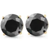 Pompeii3 2 1/4ct Black Diamond Studs 14k Yellow Gold Earrings In Multi