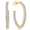 Pompeii3 2 1/4ct Diamond Inside Outside Hoops 10k White Or Yellow Gold Earrings 1" Tall In Gold