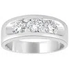 Pompeii3 2 1/4ct Diamond Men's Three Stone Ring 10k White Gold Lab Grown In Silver