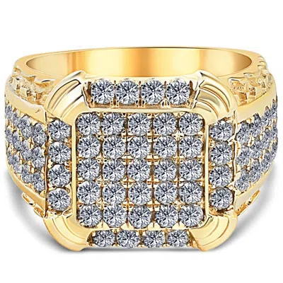 Pompeii3 2 1/4ct Diamond Mens Ring In 10k Yellow Gold In Silver