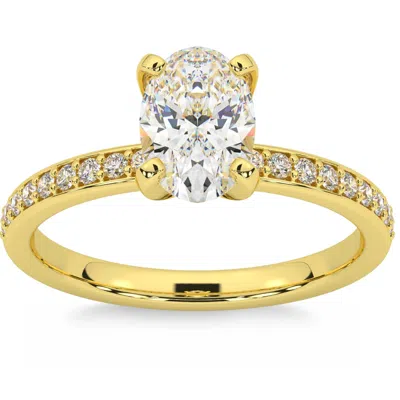 Pompeii3 2 1/4ct Oval Moissanite & Lab Grown Diamond Engagement Ring White Or Yellow Gold In Multi