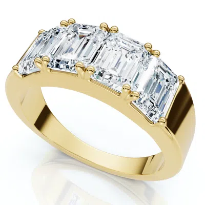 Pompeii3 2 1/4ct Tetrad Diamond Ring Emerald Cut Anniversary Band 14k Gold/pt Lab Grown In Multi