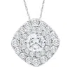 Pompeii3 2 1/4ct Tw Diamond (1ct Center) Cushion Halo Pendant White Gold Necklace In Multi