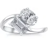 Pompeii3 2 1/4ct Tw Toi Et Moi Oval And Emerald Cut Engagement Ring White Gold Lab Grown In White