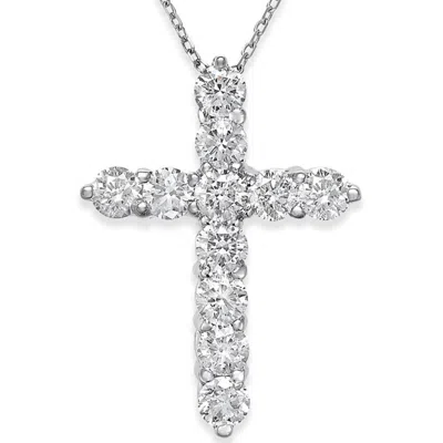 Pompeii3 2 1/4cttw 14k White Gold Real Diamond Cross Pendant (1 Inch Tall) Necklace In Multi