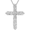 Pompeii3 2 1/4cttw 14k White Gold Real Diamond Cross Pendant (1 Inch Tall) Necklace In Silver