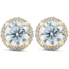 Pompeii3 2 1/5 Ct Diamond Halo Screw Back Studs 10k Yellow Gold Lab Grown In Silver