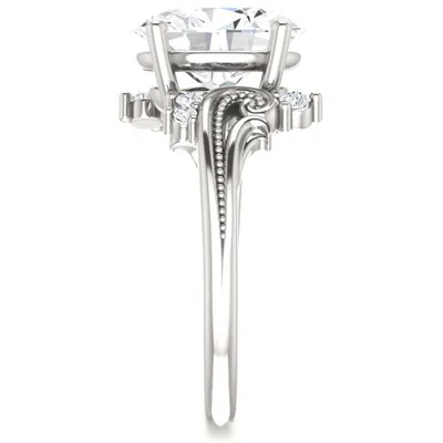 Pompeii3 2 1/5 Ct Oval Moissanite & Lab Grown Diamond Engagement Ring 14k White Gold In Metallic