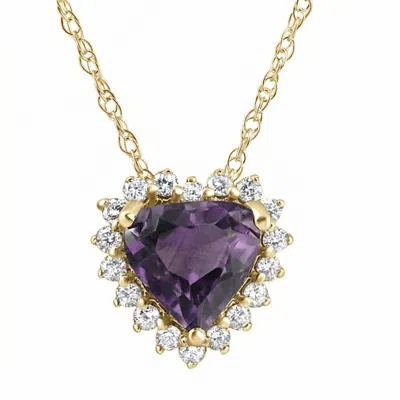 Pompeii3 2 1/5ct Amethyst Heart Diamond Pendant Gold Lab Grown 18" Necklace In Purple
