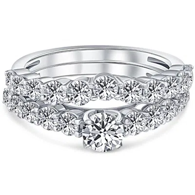 Pompeii3 2 1/5ct Lab Grown Diamond Engagement Ring Set In White, Yellow, Or Rose Gold In Silver