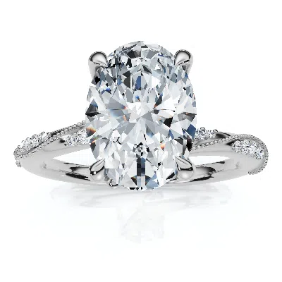 Pompeii3 2 1/5ct Oval Diamond Engagement Camellia Ring 14k Gold Lab Grown In Transparent