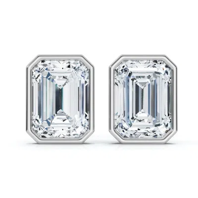 Pompeii3 2 1/5ct Tw Emerald Cut Diamond Studs 14k Gold Lab Grown In Silver