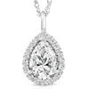 Pompeii3 2 1/6 Pear Shape Moissanite & Lab Grown Diamond Halo Pendant 14k Gold Necklace In Multi