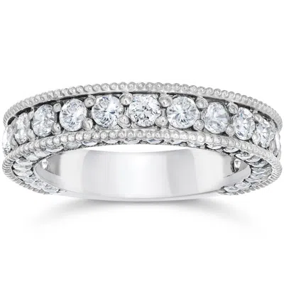 Pompeii3 2 1/8 Carat Vintage Diamond Wedding Ring 14k White Gold In Multi