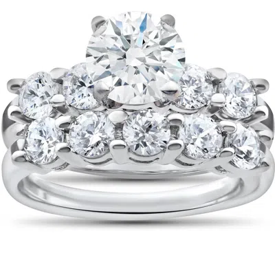 Pompeii3 2 3/4 Ct Diamond Engagement Ring Matching Five Stone Wedding Band White Gold 14k In Multi