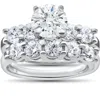 Pompeii3 2 3/4 Ct Diamond Engagement Ring Matching Five Stone Wedding Band White Gold 14k In Silver