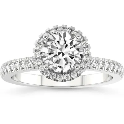Pompeii3 2 3/4 Ct Diamond Halo Lab Grown Engagement Ring In White, Yellow Or Rose Gold In Multi