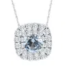 Pompeii3 2 3/4ct Aquamarine & Diamond Cushion Halo Pendant 10k White Gold Womens Necklace In Multi