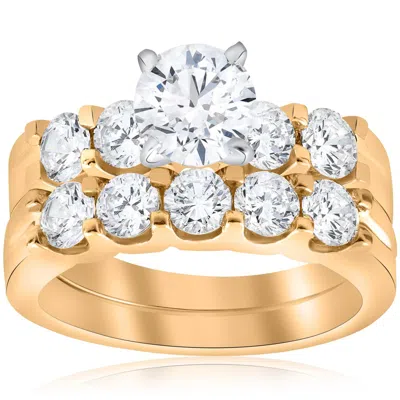 Pompeii3 2 3/4ct Diamond Engagement Matching Wedding Ring Set 14k Yellow Gold In Multi