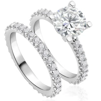 Pompeii3 2 3/4ct Diamond Engagement Wedding Ring Set In 14k White Gold In Silver