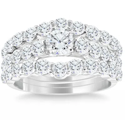 Pompeii3 2 3/4ct Diamond Trio Engagement Wedding Ring 14k White Gold Matching Wedding Set In Multi