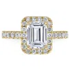 Pompeii3 2 3/4ct Emerald Cut Halo Diamond Engagement Ring Lab Grown Yellow Gold In Multi