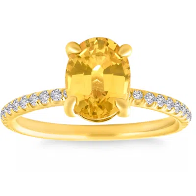 Pompeii3 2 3/4ct Oval Yellow Sapphire & Diamond Ring 14k Yellow Gold Lab Grown