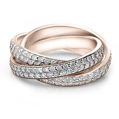 Pompeii3 2 3/4ct Rolling Ring Diamond Pave Eternity 14k Rose Gold In Multi
