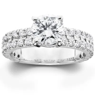Pompeii3 2 3/8ct Diamond Pave Double Row Engagement Ring 14k White Gold In Multi