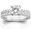 Pompeii3 2 3/8ct Diamond Pave Double Row Engagement Ring 14k White Gold In Silver