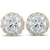 Pompeii3 2 5/8 Ct. Round Halo Diamond Studs 14k Yellow Gold Earrings In Multi