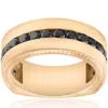 Pompeii3 2 5/8ct Black Diamond Vintage Mens Ring 10k Yellow Gold 9mm Wide In Multi