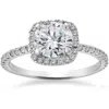 Pompeii3 2 Carat Cushion Halo Diamond Engagement Ring 14k White Gold In Multi
