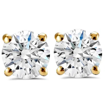 Pompeii3 2 Carat Lab Grown Diamond Studs 14k Yellow Gold With Screw Backs In White