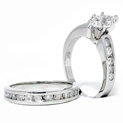 Pompeii3 2 Carat Marquise Diamond Engagement Wedding Ring Set White Gold 14k Lab Grown Size Selectable In Metallic