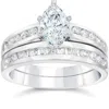 Pompeii3 2 Carat Marquise Enhanced Diamond Engagement Wedding Ring Set White Gold 14karat In Silver