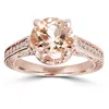 Pompeii3 2 Carat Morganite & Diamond Vintage Engagement Ring 14k Rose Gold In Multi