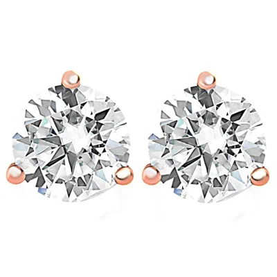 Pompeii3 2 Carat Round Diamond Martini Studs 14k Rose Gold Enhanced In Multi