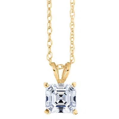 Pompeii3 2 Ct Asscher Cut Solitaire Pendant Necklace In 14k White, Yellow, Or Rose Gold In Multi